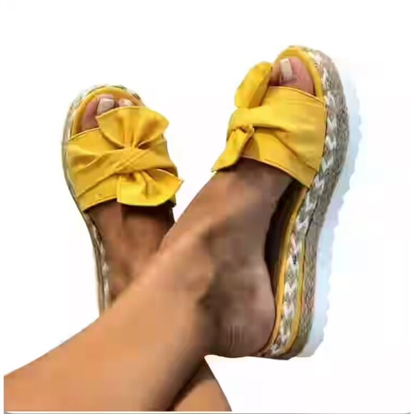 Jsaierl Women Yellow Open Toe Fashion Sandals - Picture 1 of 7